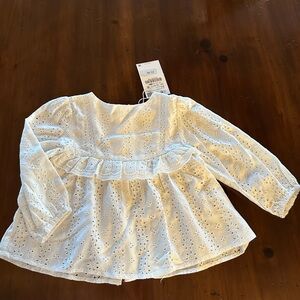 Zara White Eyelet Kids Top, NWT, size 2/3
